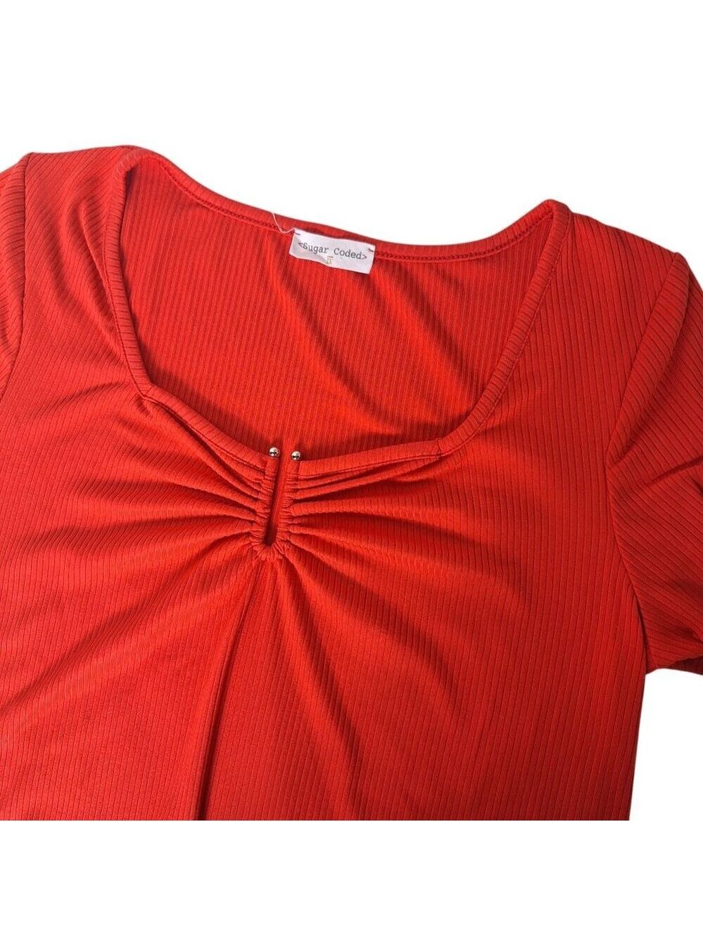 Sugar Coded Red Ribbed Keyhole Top Plus Size 1X